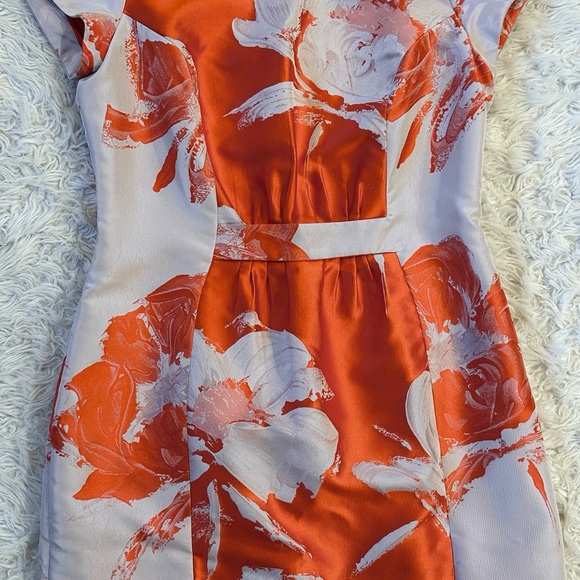 NWT Carolina Herrera Orange & Pearl Gray silk blend dress size 10 - Picture 4 of 12